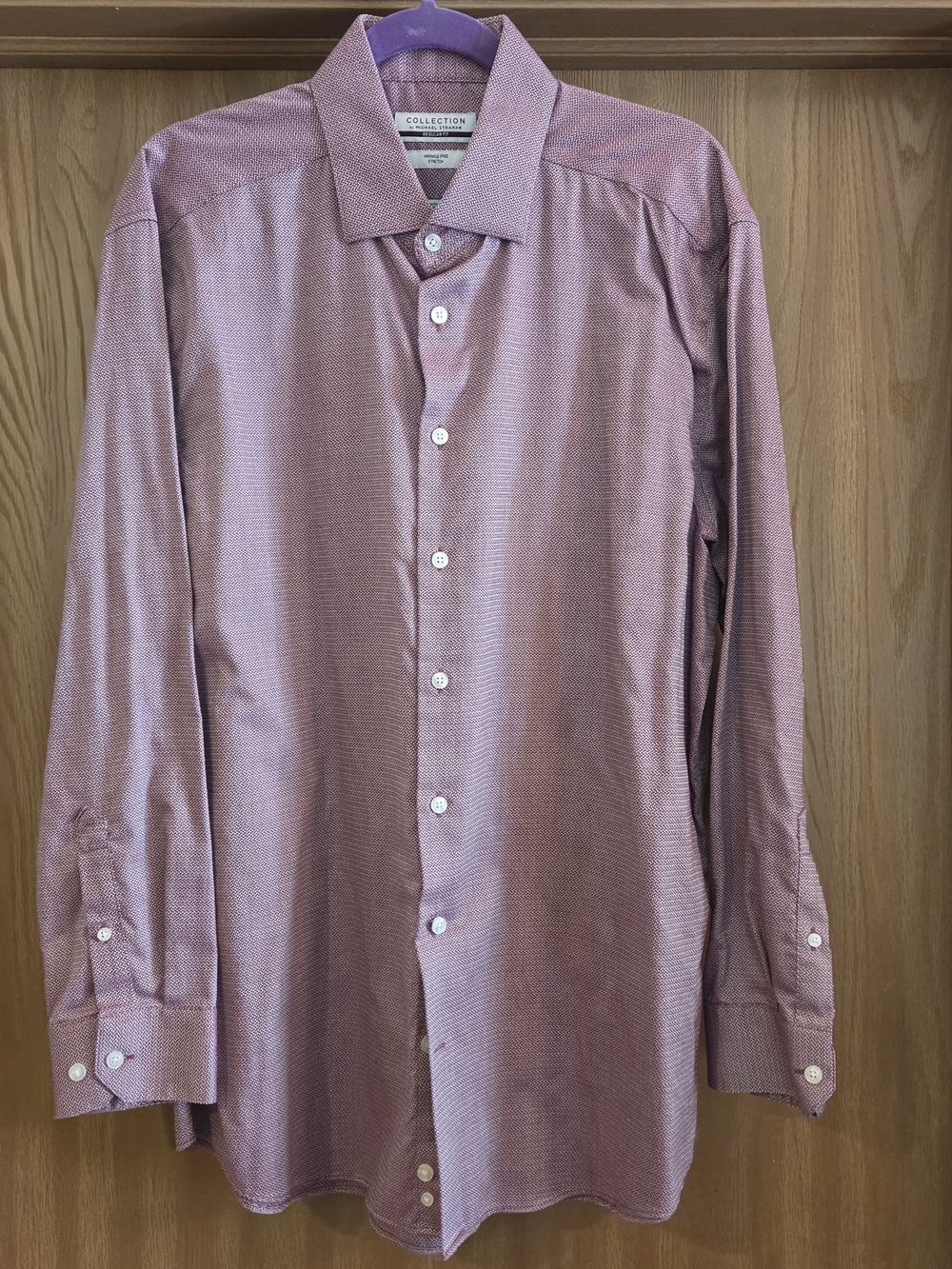Collection by Michael Strahan Regular Fit Shirt XL Red Geometric Stretch